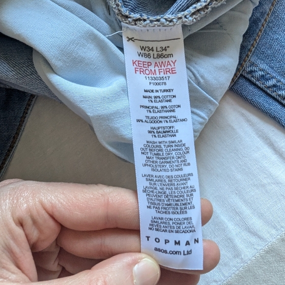 Topman Light Wash Skinny Distressed Jeans (DIY CROPPED - Can Cut Into Shorts!) - Picture 3 of 4